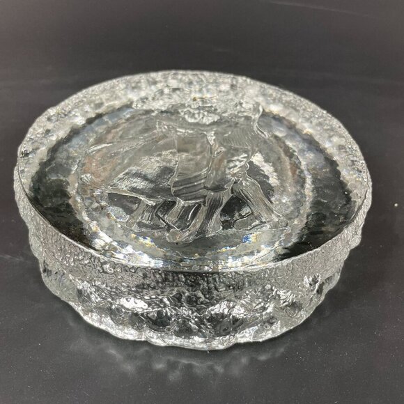Kosta Boda Rhapsody Ashtray Clear Textured Glass With Dancing Couple Design - Picture 7 of 7